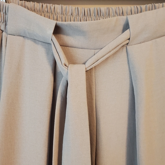 ZARA Tie Up Wide Leg Beige Flowy Pants - Picture 4 of 16